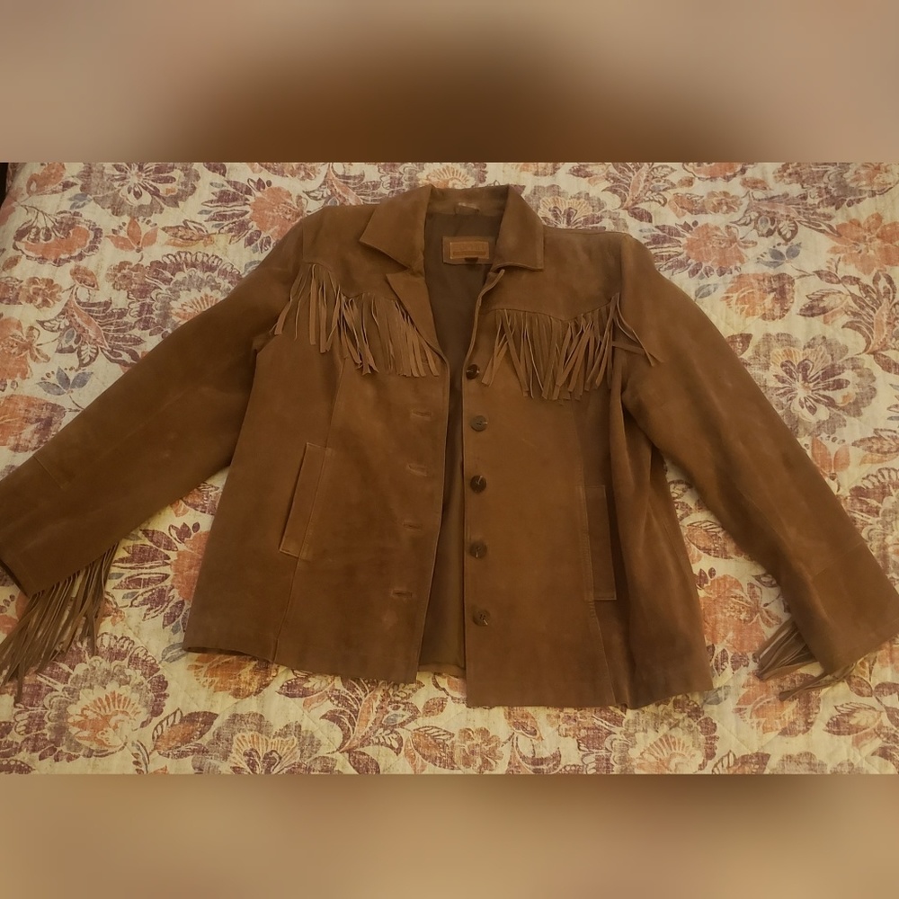 ESPRIT Vintage Fringe Coat SUEDE